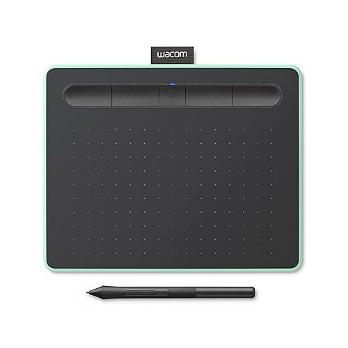 Wacom Intuos Small Bluetooth Graphics Drawing Tablet, Portable for Teachers, Students and Creators, 4 Customizable ExpressKeys, Compatible with Chromebook Mac OS Android and Windows - Pistachio - Pistachio - Small, Wireless