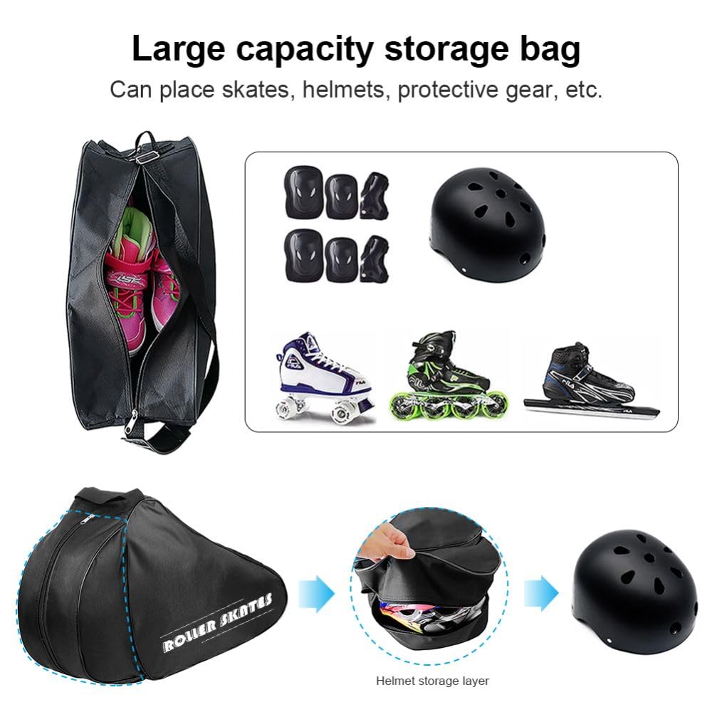 Sac de Patinage à Roulettes Sac Transport Roller Femme Homme Sac pour Patins à Glace avec Bandoulière et Poignée Sac pour Patins à Roulettes Sac de Chaussures de Patinage pour Ranger les Patins