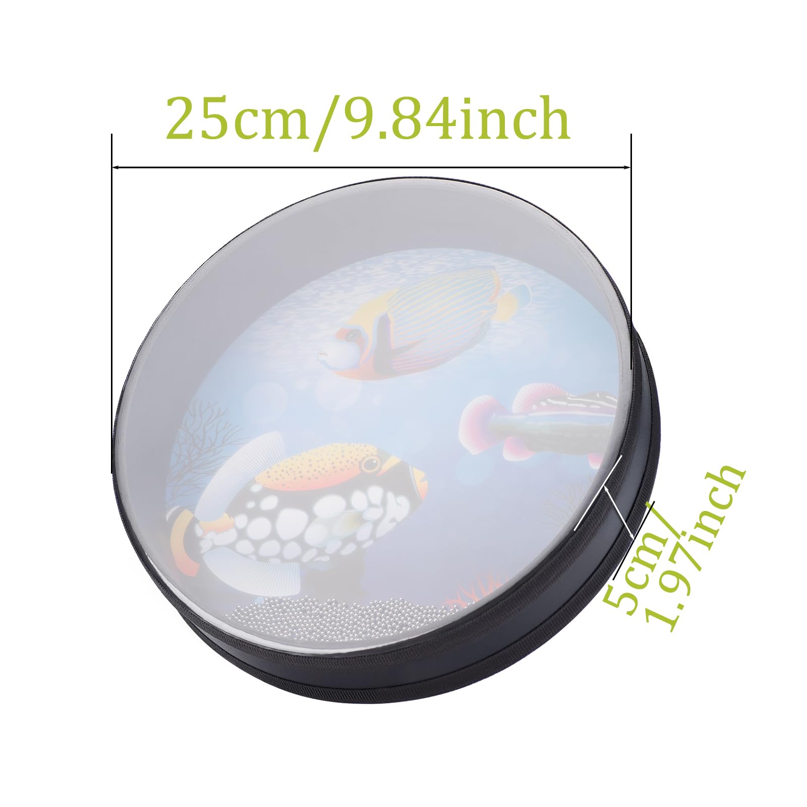 Tamburo Oceanico da 25cm Ocean Drum Tamburo Ondulato Tamburo Marino a Percussione Strumento Musicale a Tamburo Oceanico Riempito con Sfere d'acciaio