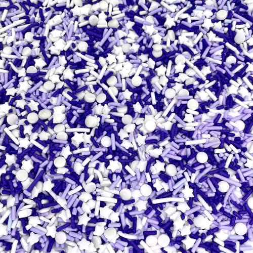 Image of Manvscakes Sprinkles- Edible Cake and Cupcake Sprinkles with Assorted Shapes and Sizes, Purple Sprinkle Mix for Cookies, Ice Cream, Cake and Cupcake Decorating