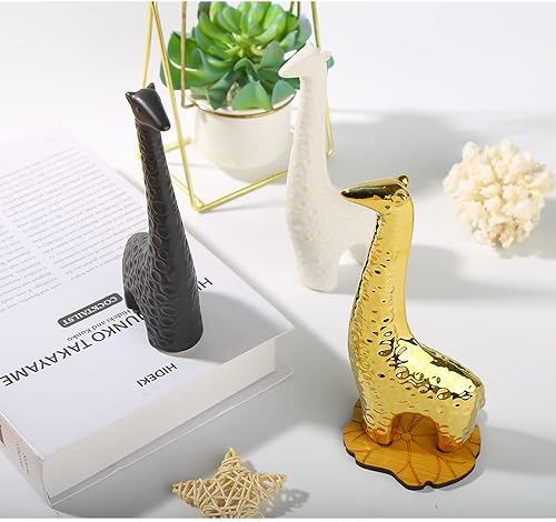 Miniatura 2 de Estatuas de oro decoración del hogar jirafa de cerámica para estantes adornos de escritorio decoración de boda