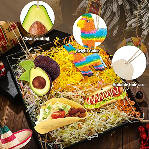 32 Pcs Christmas Wooden Ornaments Cinco De Mayo Ornaments for Tree Pinata Tequila Bottle Avocado Guacamole Ballpark Foods Hot Dog Pizza Pinata Taco Day of The Dead Ornaments for Christmas Tree Decor by Amyhill - Image 6