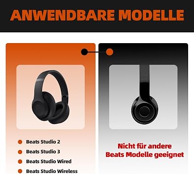 Replacement Ear Pads for Beats Studio 3 Wireless Compatible with Beats Studio 2 & 3 Wired/Wireless/Model B0501/Model B0500 Headphones Earplugs with Soft Protein Leather & Memory Foam (1 Pair)