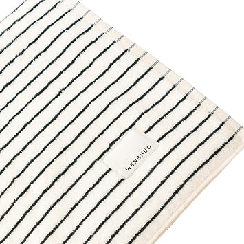 WENSHUO Black&White Striped Bath Towel,100% Combed Cotton,Soft Absorbent