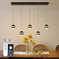 Vista 21 de Lámpara de araña LED moderna, regulable, lineal negra, con cuadrados, lámpara colgante de comedor de 39 pulgadas, lámpara colgante de isla de cocina