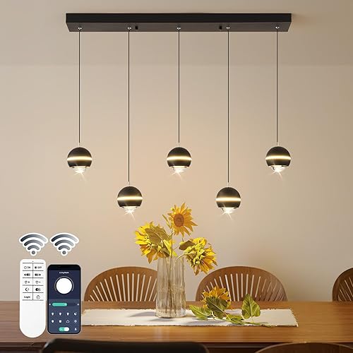 Miniatura 21 de Lámpara de araña LED moderna, regulable, lineal negra, con cuadrados, lámpara colgante de comedor de 39 pulgadas, lámpara colgante de isla de cocina