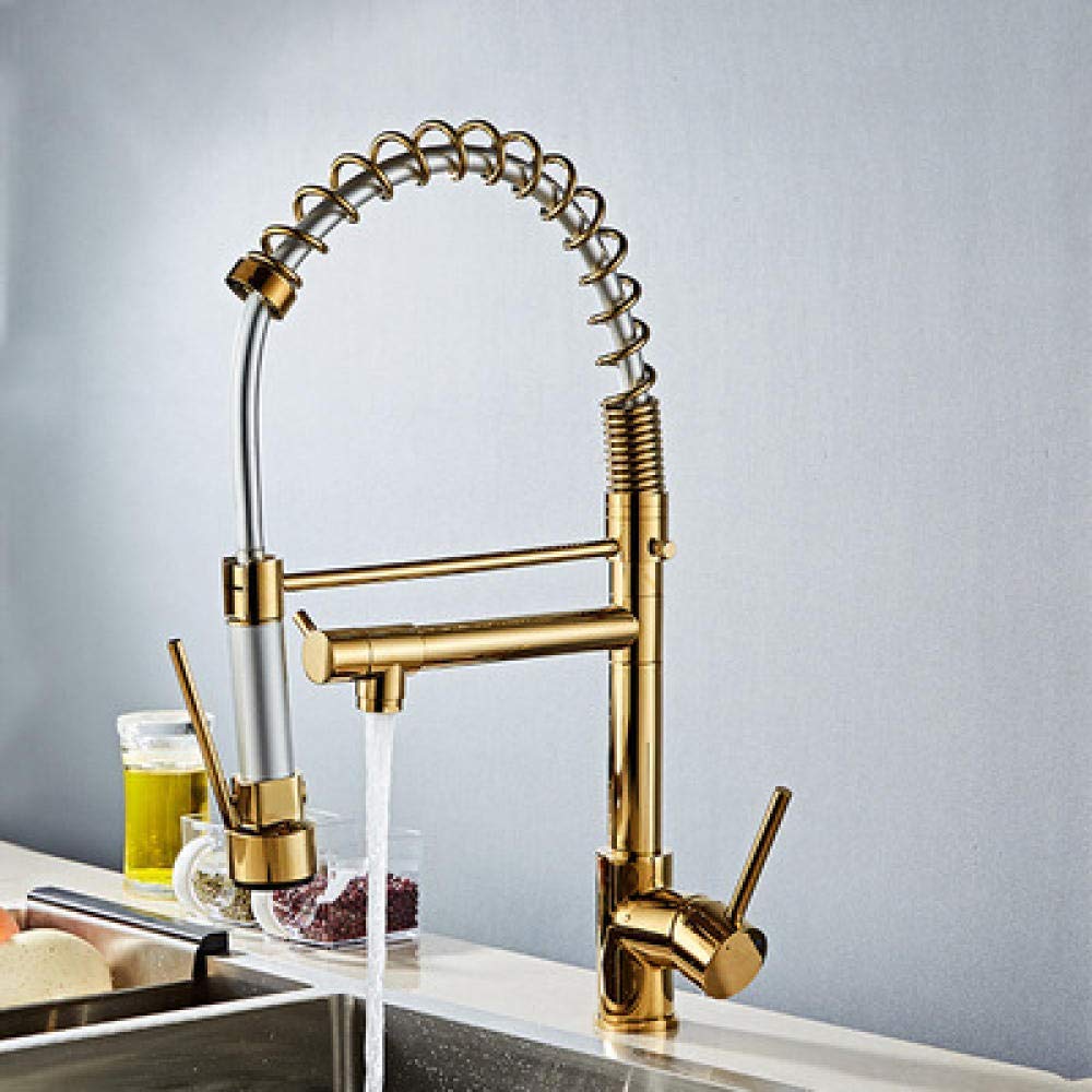 Robinet de cuisine en laiton haut de gamme avec pulvérisateur amovible or rose