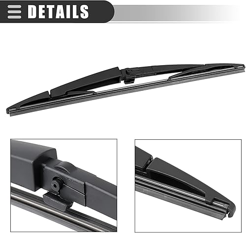 Miniatura 5 de Motoforti Juego de brazos de limpiaparabrisas trasero, 14 pulgadas, para Jeep Grand Cherokee 2005-2010, goma, color negro