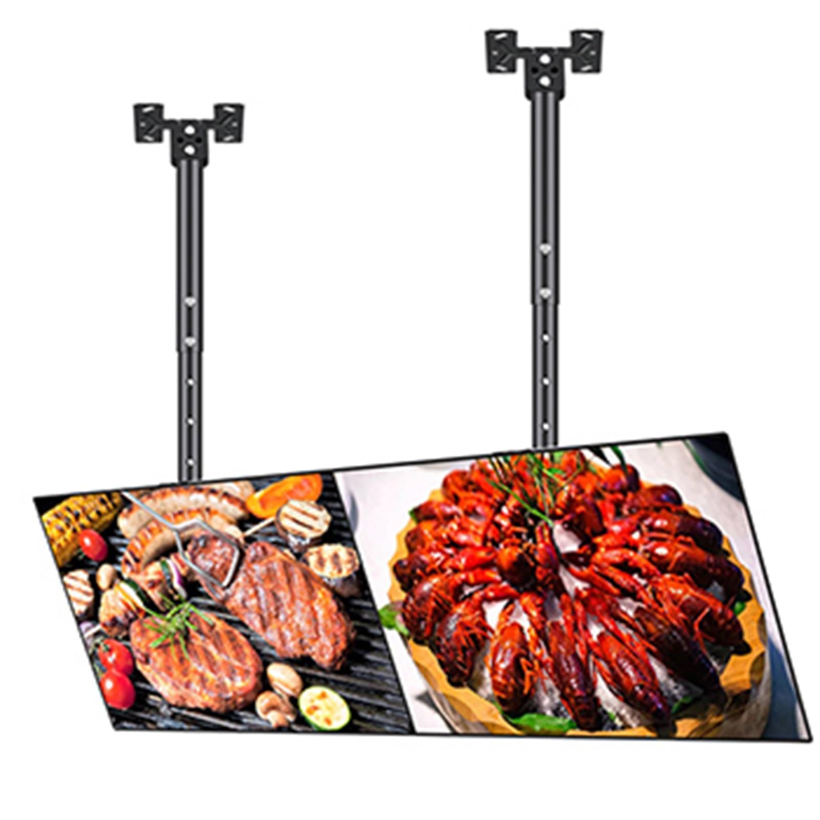 Supporto for TV da Soffitto con Doppi Pali E Doppi Schermi, Supporto TV Regolabile A Movimento Completo for 2 Schermi Fino A 55", capacità 70 Kg/150 Libbre(14"-40")
