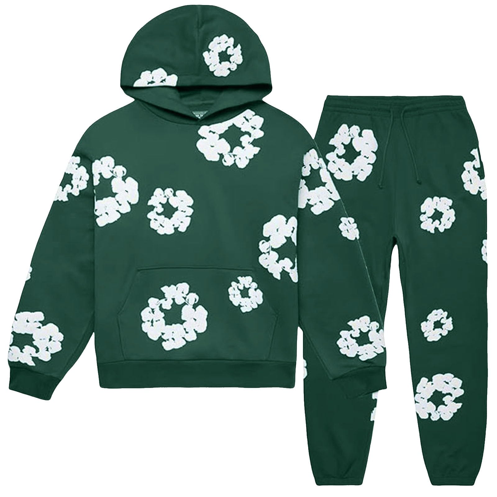 Unisex Tracksuit Set Men Women Casual Oversized Hoodies and Pants Vintage Kapok Printed Hip Hop Pullover Hooded — view 5
