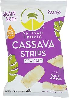 Artisan Tropic Cassava Strips Sea Salt Chips, 12-Pack 4.5oz - Vegan Paleo Gluten-Free Baked Healthy Snack Alternative