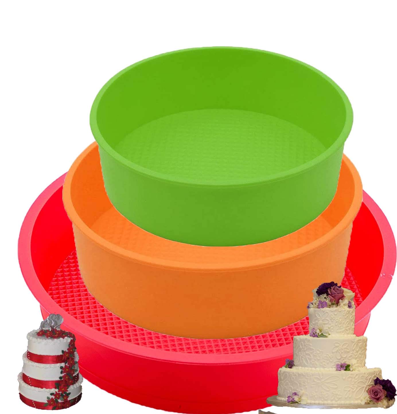 Molde de silicona para hornear, molde redondo de 6 pulgadas, 8 pulgadas y 25 cm, 25 cm, molde redondo para tartas de silicona para hornear, molde para tartas y pasteles, moldes redondos de silicona