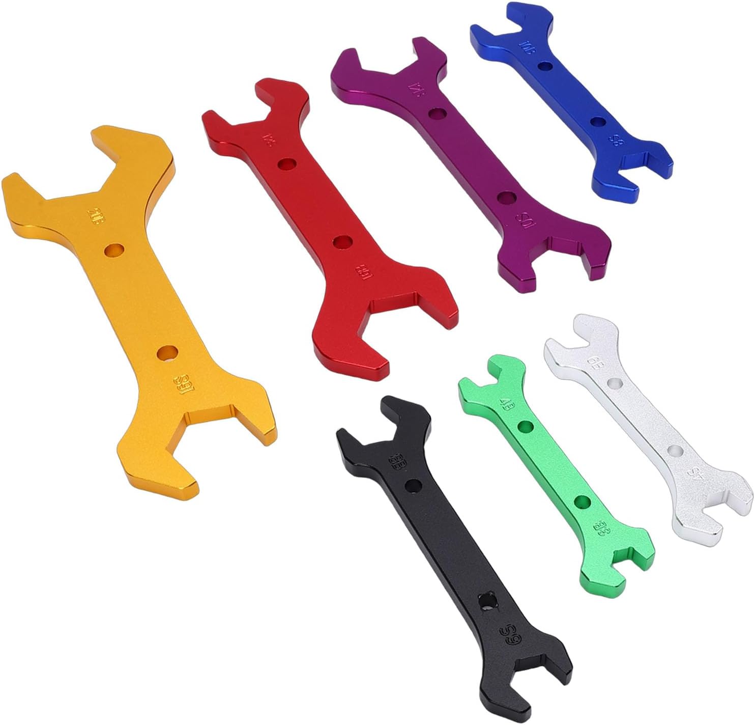 AN Fitting Wrenches Set, Durable Double End Hose Tool Kit with Color Coded 3AN to 20AN Sizes for Automotive Fuel Line and Oil Pipe Applications