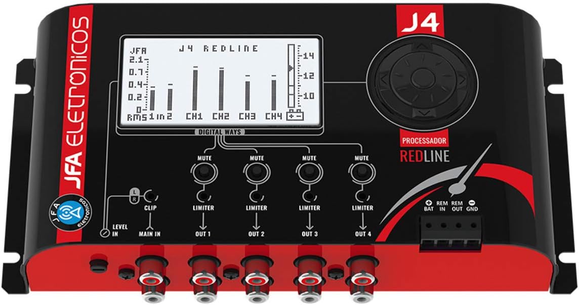 JFA Electronics J4 Redline Audio Processor Oscilloscope Function 15 Vpp Semiparametric Master Equalizer Output Voltmeter on The Graphic Screen Input Level Excess Indication
