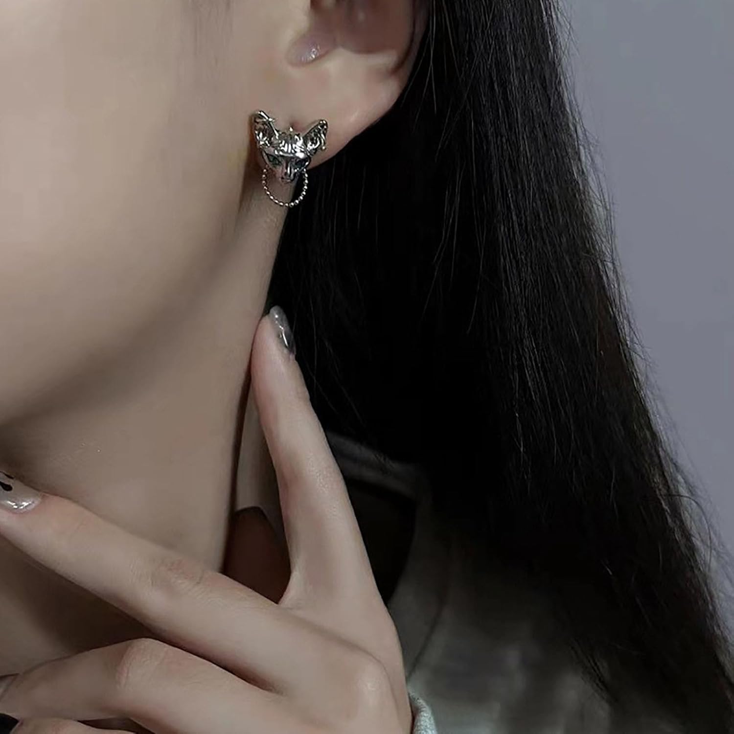 Andelaisi Boho Cat Earrings Silver Cat Studs Earrings Vintage Cat Tiny Earrings Punk Cat Halloween Earrings Jewelry for Women - Image 5