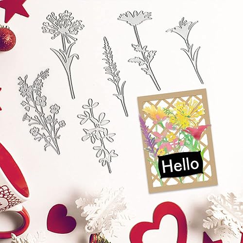 Miniatura 5 de Troqueles de corte de flores de metal, hojas silvestres, flores, troquelados, plantillas en relieve, molde de plantilla para tarjetas, álbumes