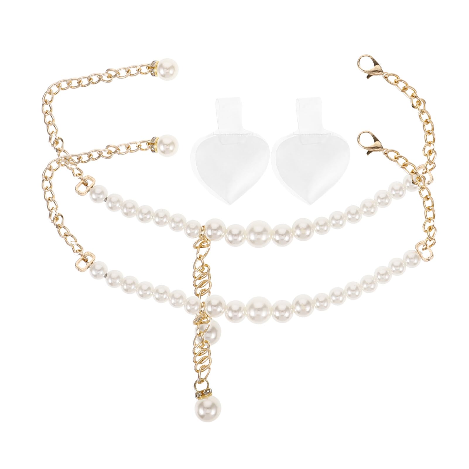 DEARMAMY Detachable Heel Straps High-heeled Shoe Straps Pearl Chain Anti-falling Shoelaces Plaster Anti-slip Shoes