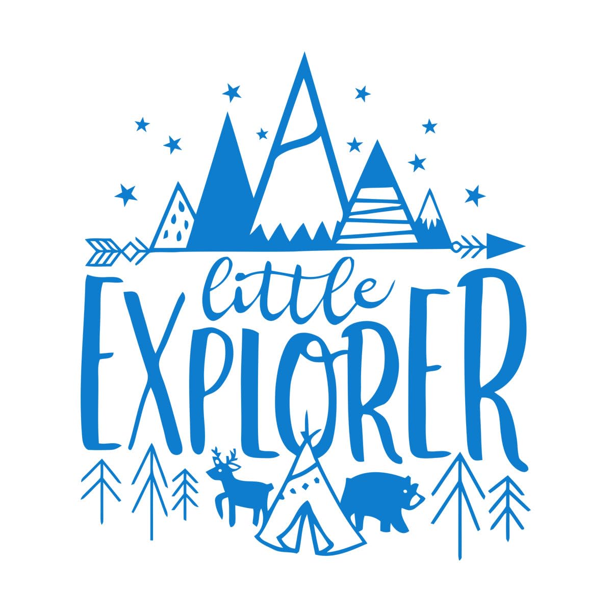 Kids Room Décor Little Explorer Design Wall Decals Bear with Tents Vinyl Wall Sticker Kids Adventure Wall Murals Decor Extra Large - 71x80cm — image 1