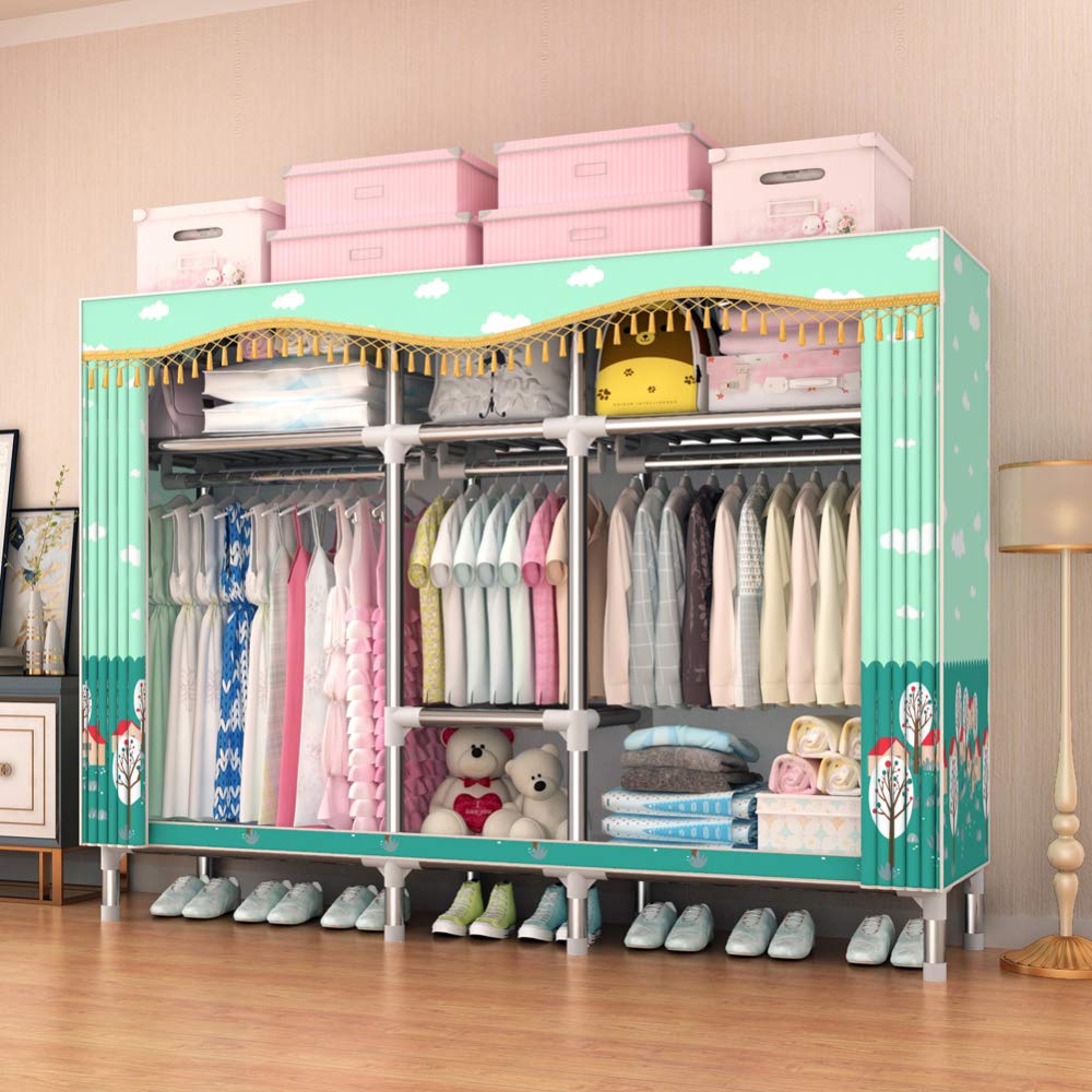Armoire en toile pliante 168x45x168 cm avec étagères de rangement pour chambre