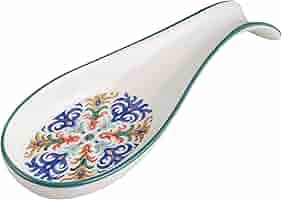 Portamestoli Baroni Home In Ceramica Decorata - Set Con Mestoli In Legno - Linea Domus, 11x11x25 Cm - Foto 9