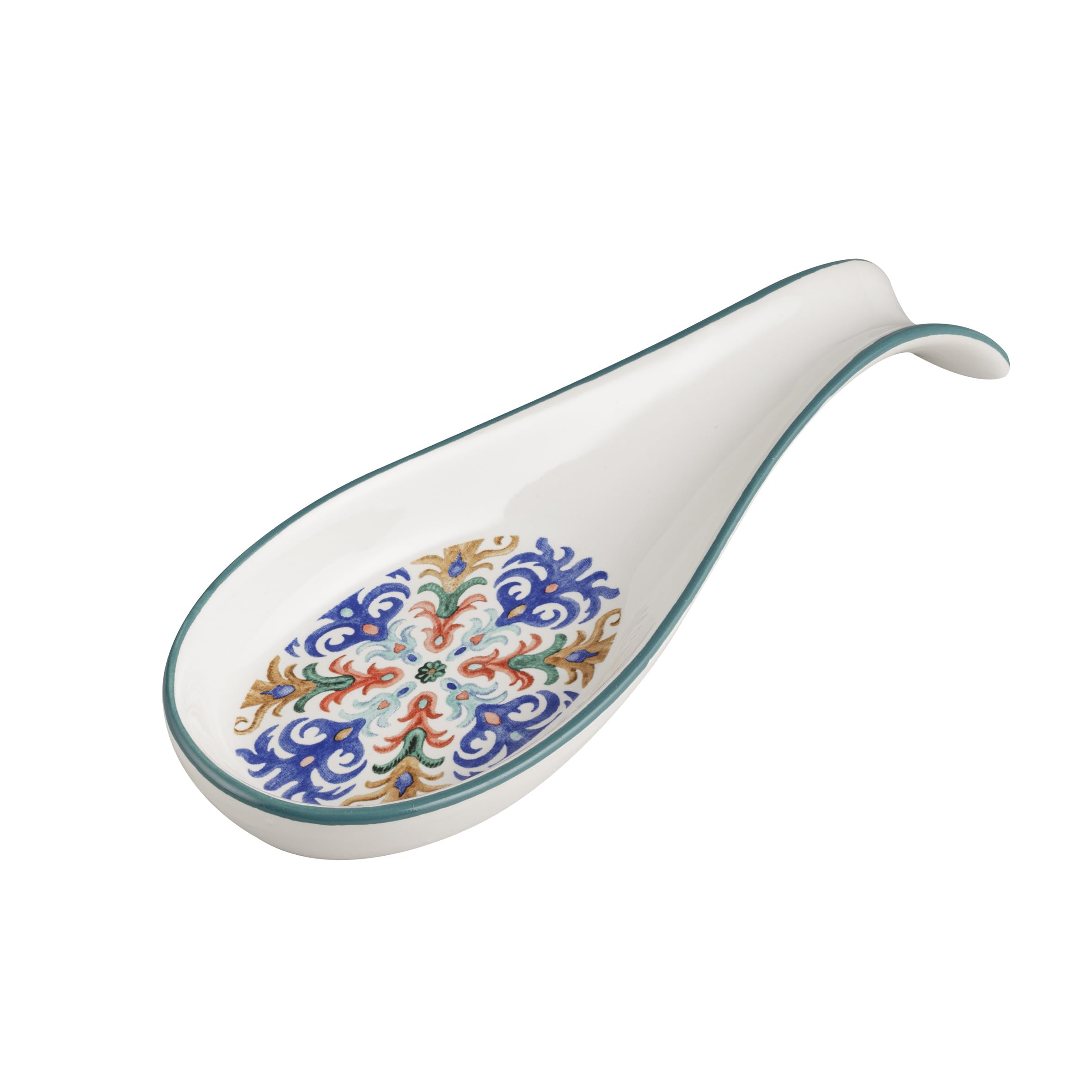 Portamestoli Baroni Home In Ceramica Decorata - Set Con Mestoli In Legno - Linea Domus, 11x11x25 Cm - Foto 8