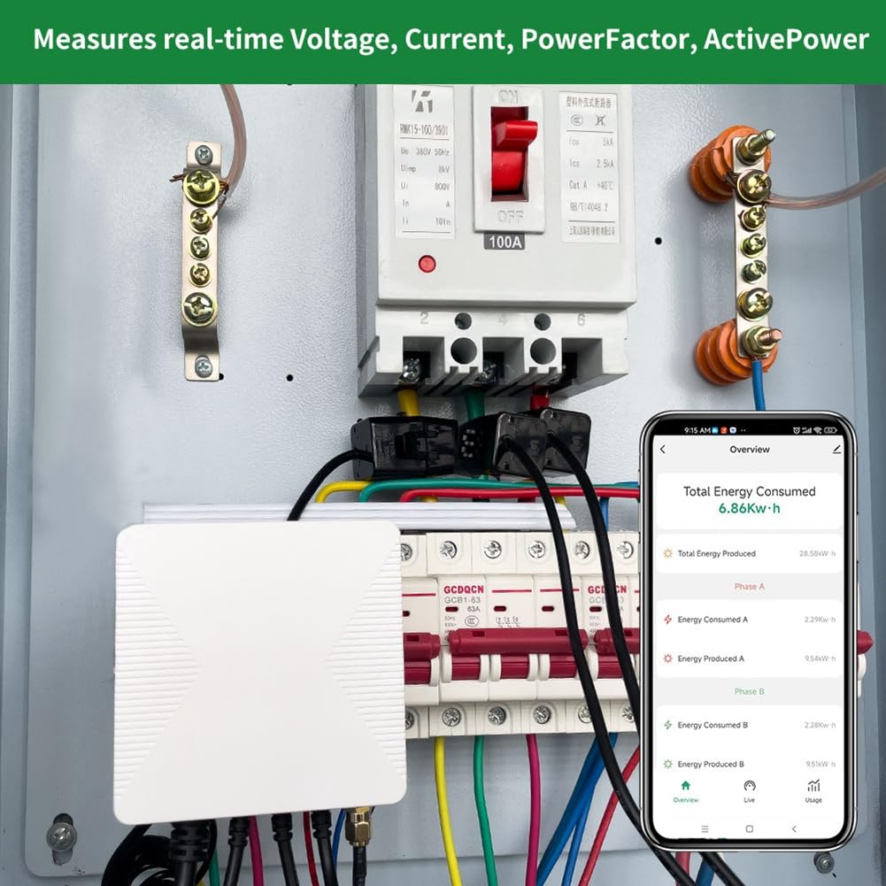 Tuya Life - Medidor de energía WiFi de 3 fases, 300 A, pinza de corriente, transformador de corriente, monitoreo y grabación del consumo de larga duración