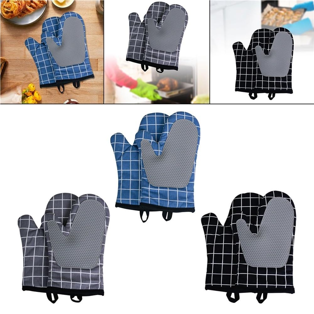 Guanti da Forno Resistenti al Calore, Facili Usare, in Silicone, for Campeggio, Cottura, microonde, Barbecue e grigliate(Black)