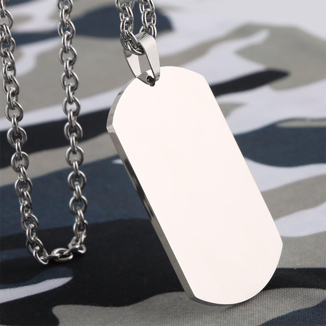 HZMAN Mens High Polishing Stainless Steel Dog Tag Pendant Necklace 22+2 Inch Link Chain