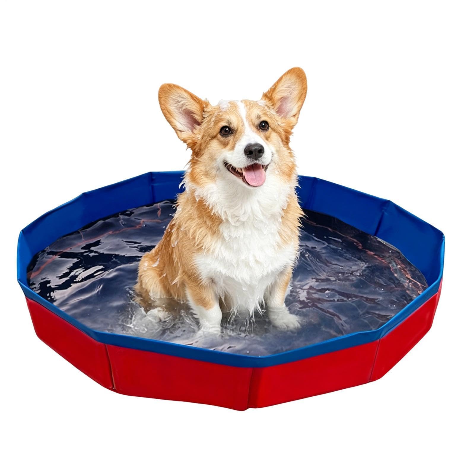 Hundeschwimmbecken, robuste und platzsparende Faltwanne mit schnellem Aufbau, Hundebadewanne, Schwimmbecken, mobile Abkühlung für Haustiere, für Garten Hinterhof Camping und große Hunderassen