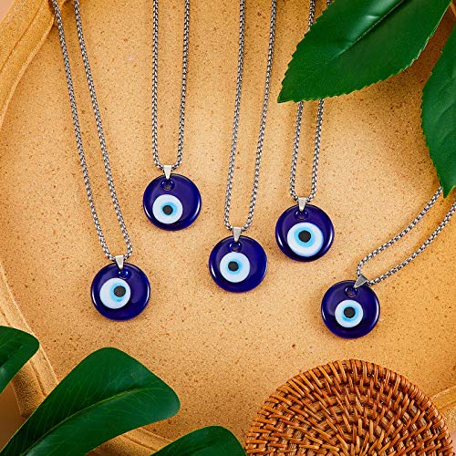 Yaomiao 6 Pieces Evil Eye Pendant Necklace Turkish Blue Eye Necklace Glass Eye Stainless Steel Chain Necklace For Women Girls #TOP5