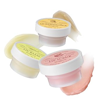 SKINFOOD Nourishing Lip Trio Balmy Lip Balm + Strawberry Sugar Exfoliating Scrub + Honey Sugar Overnight Sleeping Mask for Smooth, Hydrated, and Restored Lips