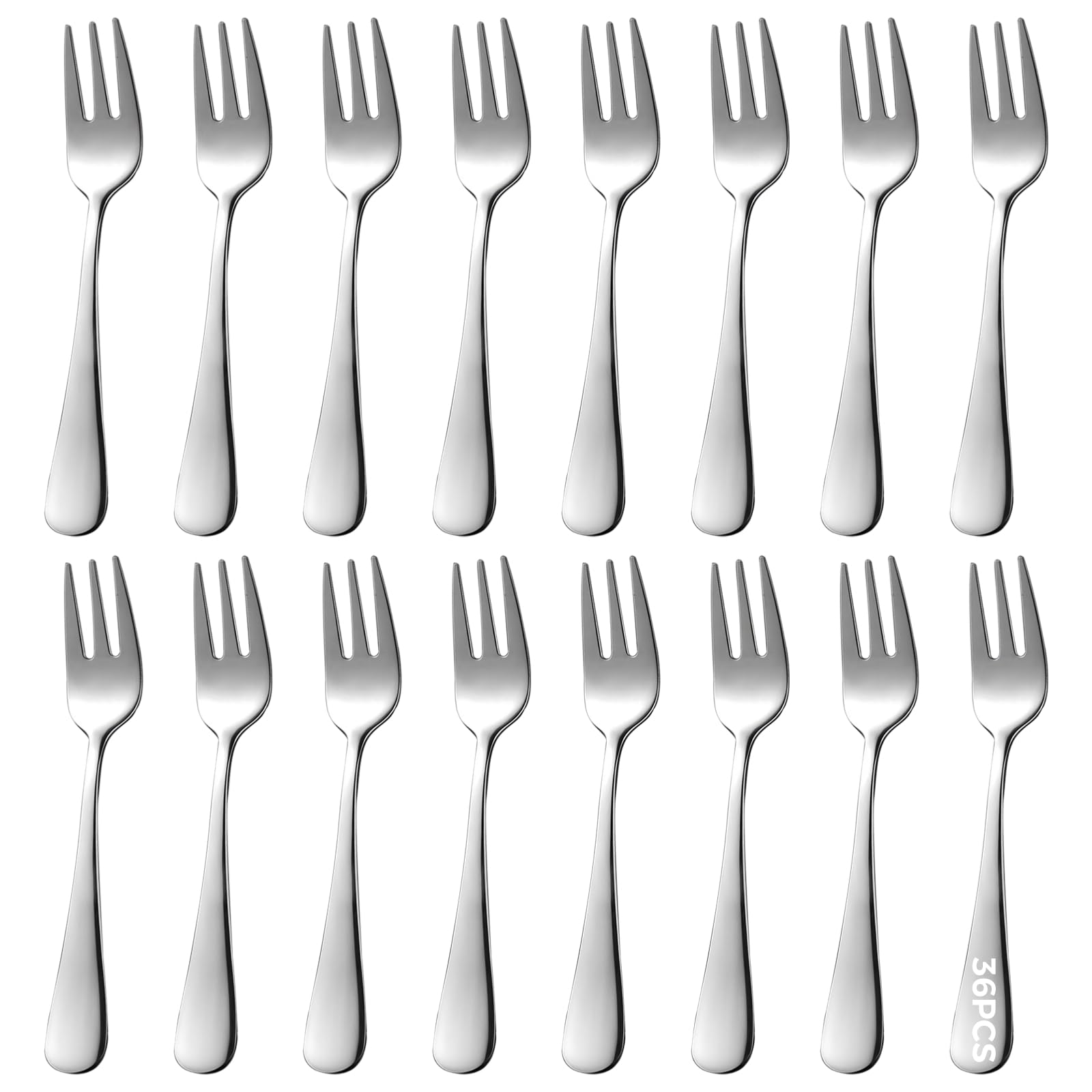 Lot de 36 fourchettes à huîtres en acier inoxydable poli miroir, poignée profilée, design à 3 dents, élégant et durable, pour huîtres et petits aliments, idéal pour la maison et le restaurant