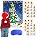 TUPARKA Christmas Party Games Ornements de Broche sur l'arbre, avec 48Pcs Autocollants et 1 Pcs Blue Eye Masque Jeu de Pin de Noël Jeu de Famille de Noël pour Les Enfants