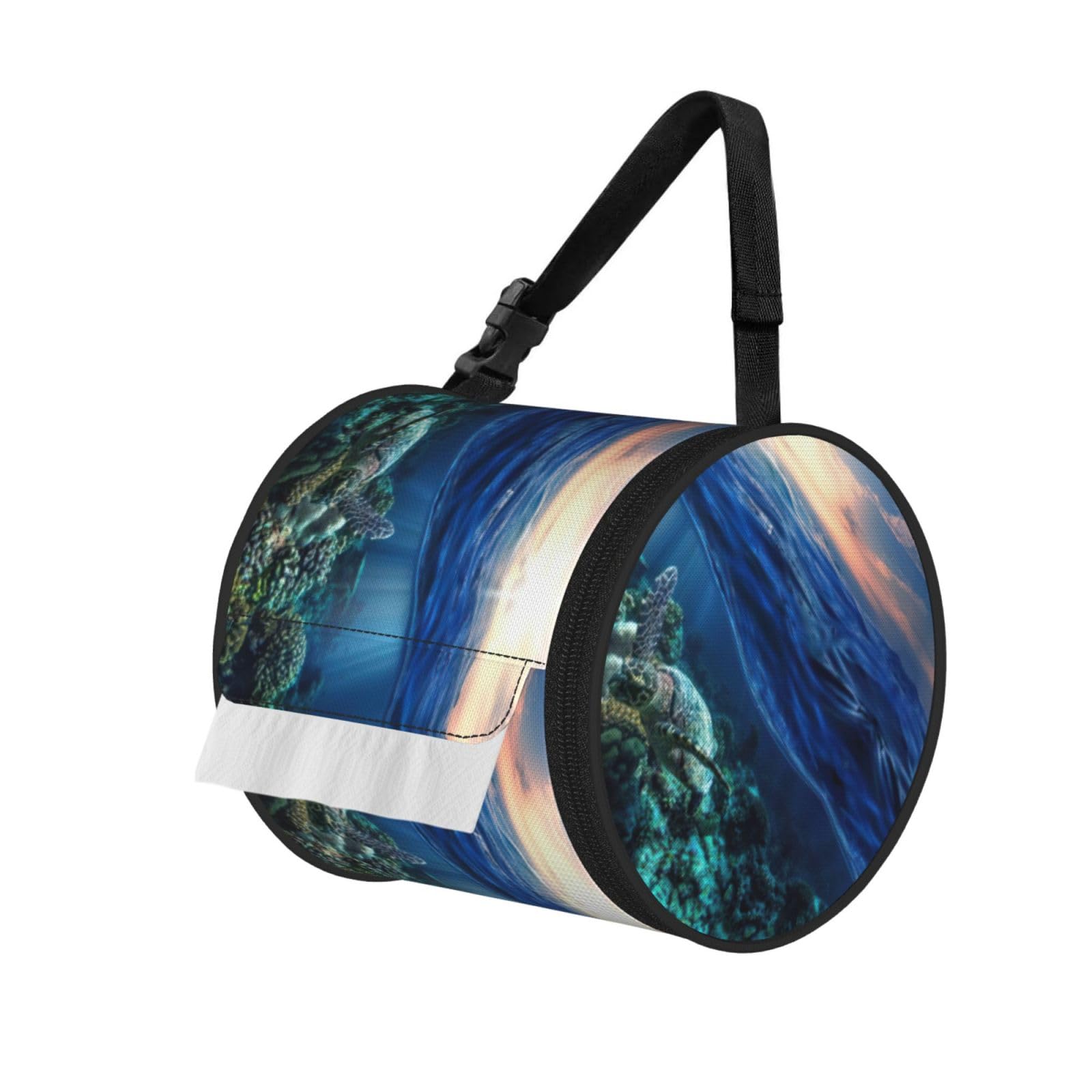 Sea Turtle Floating Up And Over Coral Print Fashion Tissues Organizer Box, Hanging Tissue Holder For Purse Coins For Car Office Daily Outing