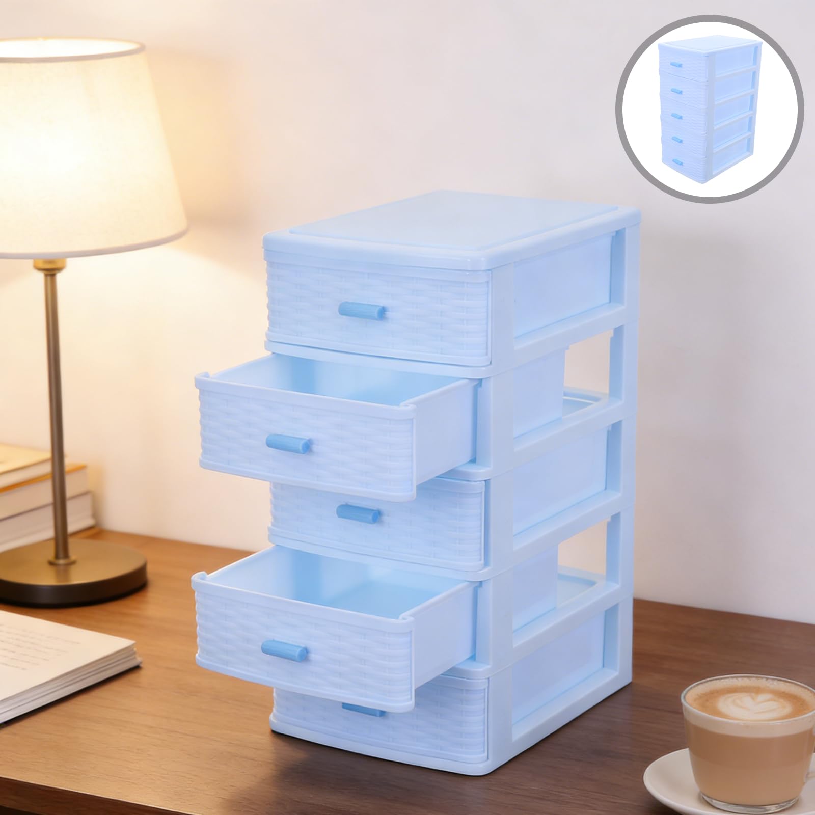 FOMIYES Mobiletto Portaoggetti Multi-cassetto in Plastica Trasparente a 5 Livelli, Piccolo Organizer da Scrivania per Cosmetici, Gioielli e Minuterie, Cassettiera Artigianale Compatta