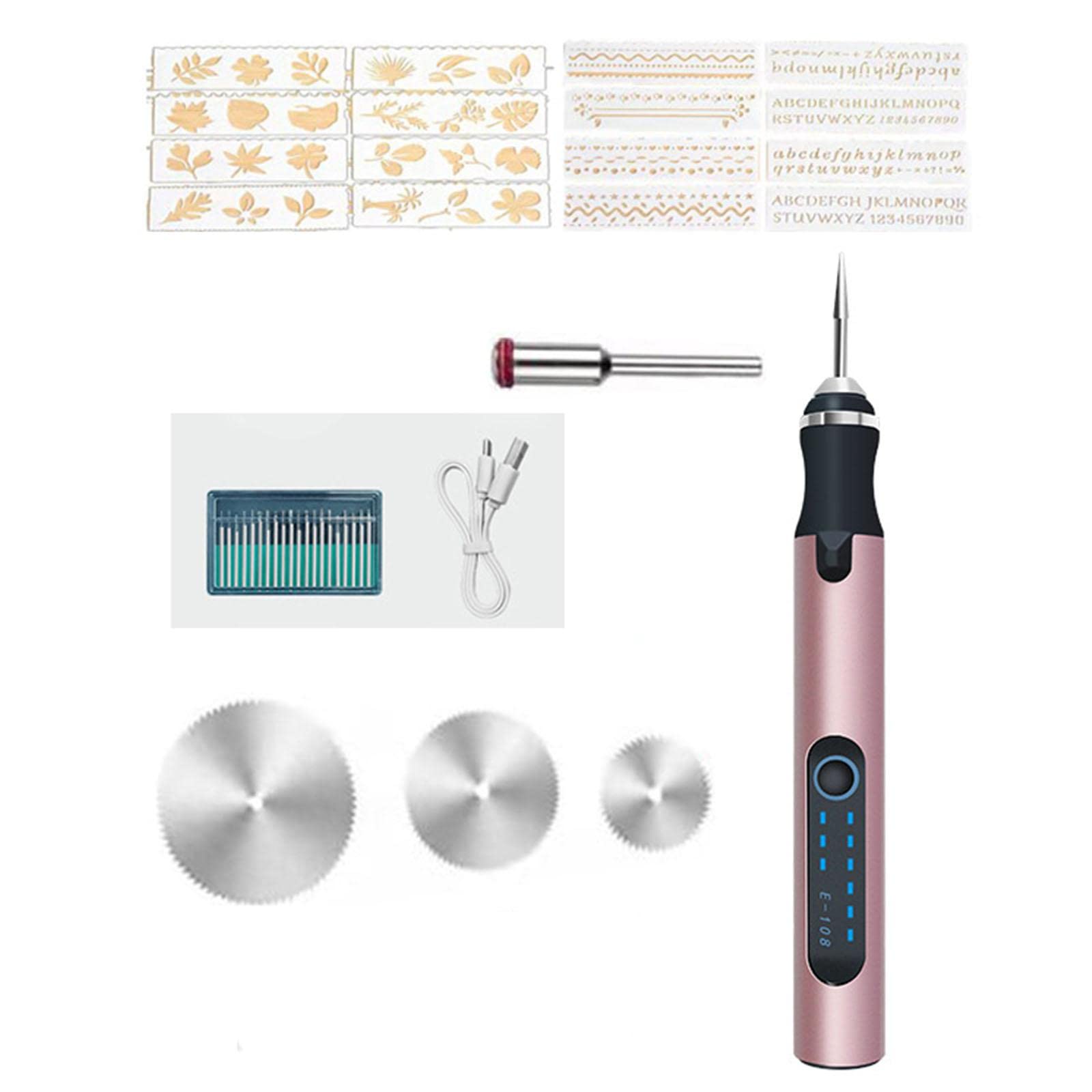 UJEAVETTE® Professional Electric Engraving Pen Engraving Tool Set for Grinding Pink