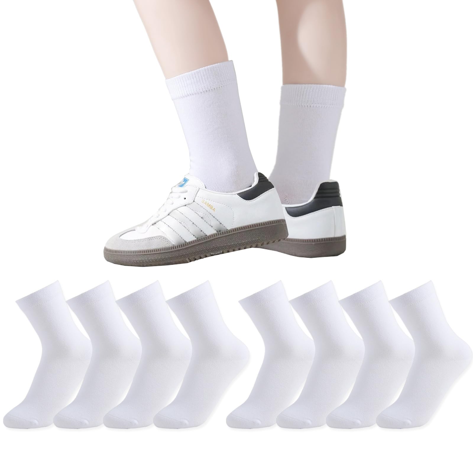 EPEIUS Kids Crew Socks Seamless Cotton Dress Socks for Boys Girls 1-15Y