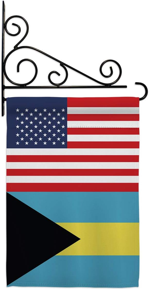Bahamas US Friendship Garden Flag Set Wall Holder Regional USA American Alliance World Country Particular Area Small Decorative Gift Yard House Banner Made In 13 X 18.5