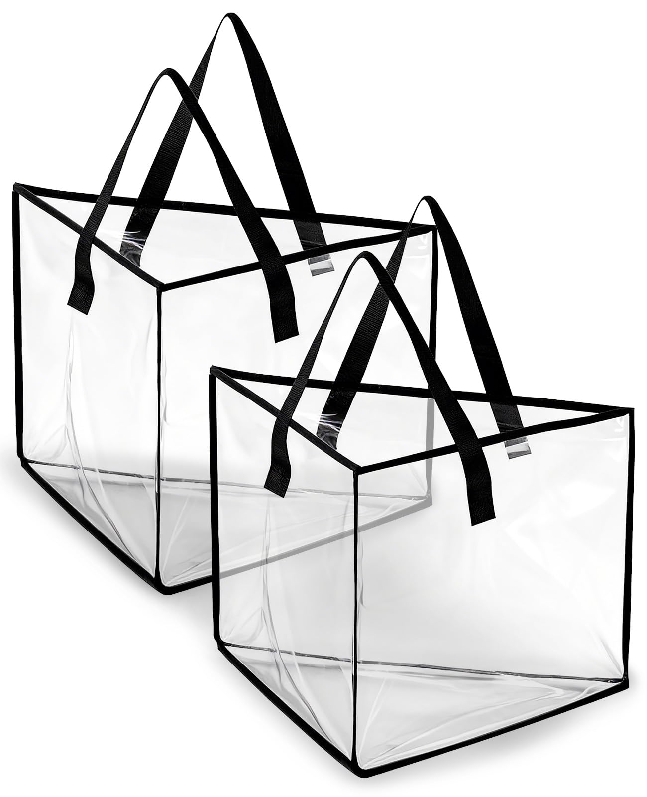 Bettinay Transparent 2 Pcs Hanger Storage Bag, Foldable Coat Hanger Storage Organiser With Two Carry Handles For Clothes Spacesaving