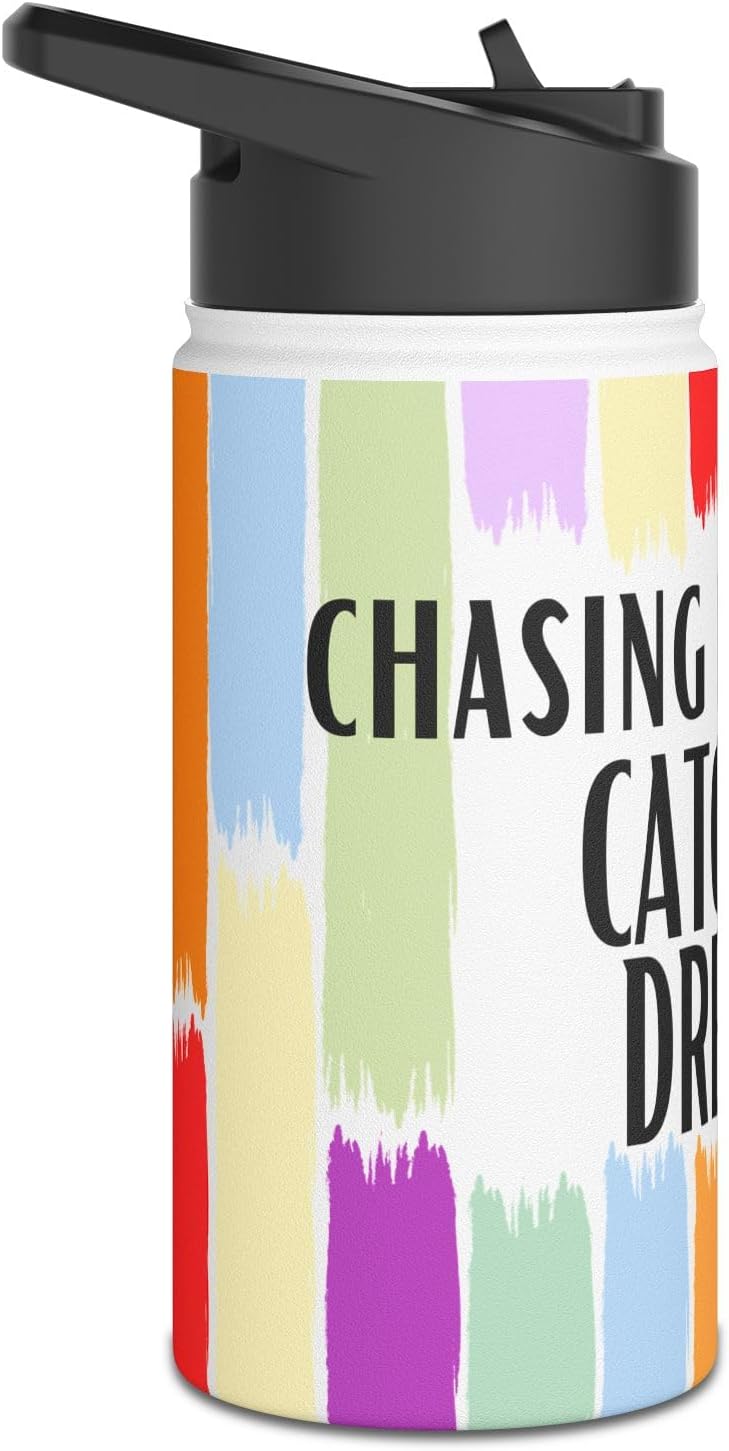 Colorful Motivational Water Bottle for Dreamers | Eco-Friendly Hydration, Gift for Kids or Adults | Fitness, Travel