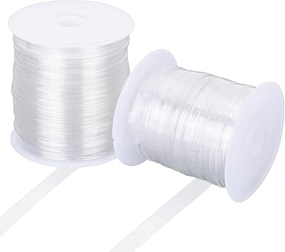 NBEADS 2 Rolls Clear Elastic Strap, 0.24"/0.31" Width 32.8 Yards Total Transparent Elastic Band High Flexibility Clear Elastic for DIY Shoulder Bra Clothes Sewing Project