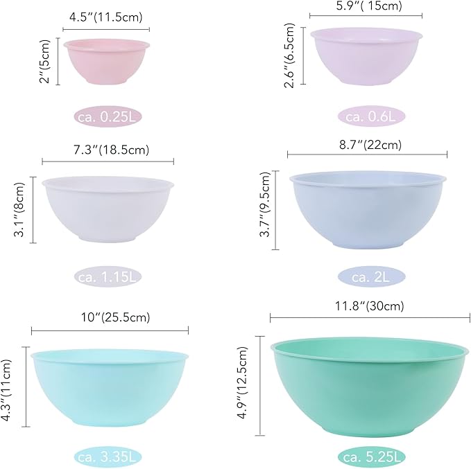 Set de 12 Tazones redondos de plástico sin BPA con tapas miniatura 2