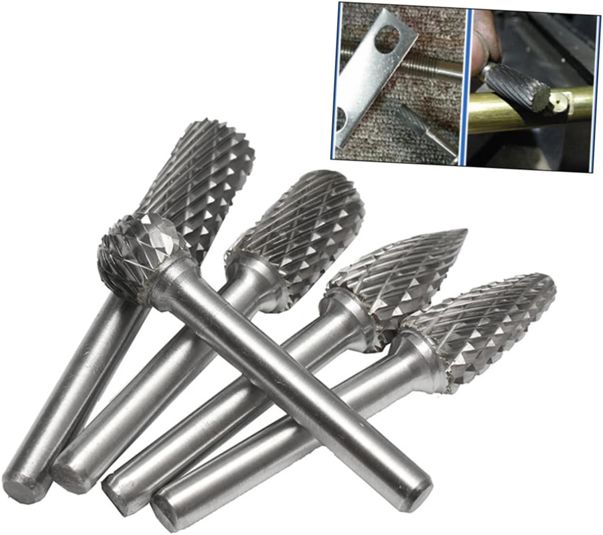 5pcs Grinder Tool for Drill Tungsten Steel Burr Set Rotary Tool Kit for Carving