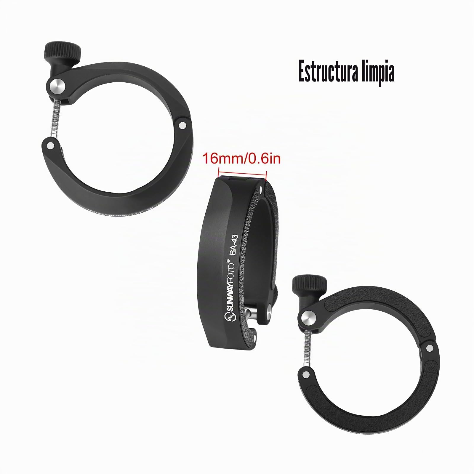 SUNWAYFOTO BA-43 - Adaptador de teléfono móvil para binoculares, soporte universal para smartphone para binoculares, compatible con ocular de diámetro exterior de 38 a 45 mm