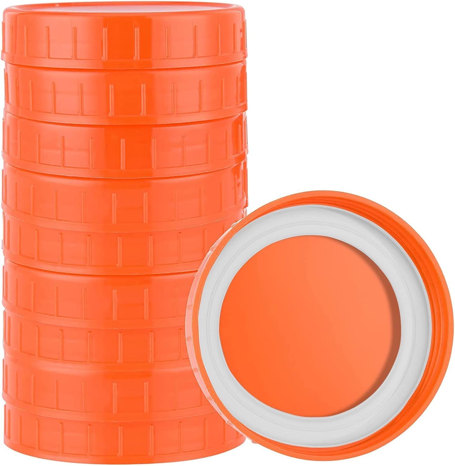 8 Pcs Plastic Mason Jar Lids with Leakproof Silicone Ring,86mm Reusable Wide Mouth