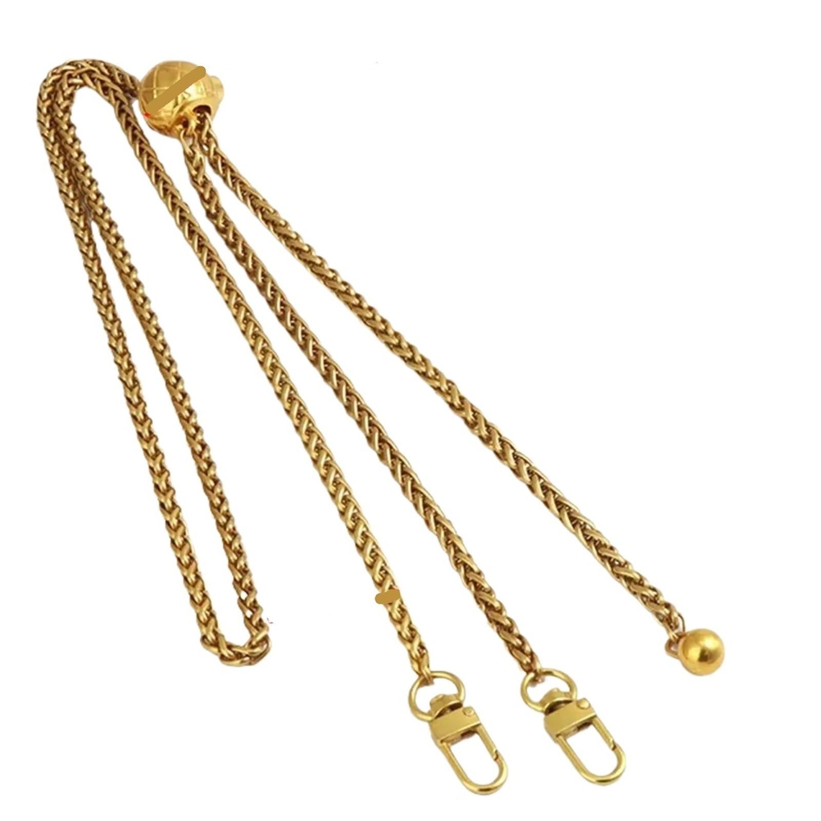 YUSUZH 2PCS Replacement 120cm Metal Purse Chain Strap Handle for Handbag Shoulder Crossbody Bag with Length Adjustable Ball for Small Bag(Gold B)