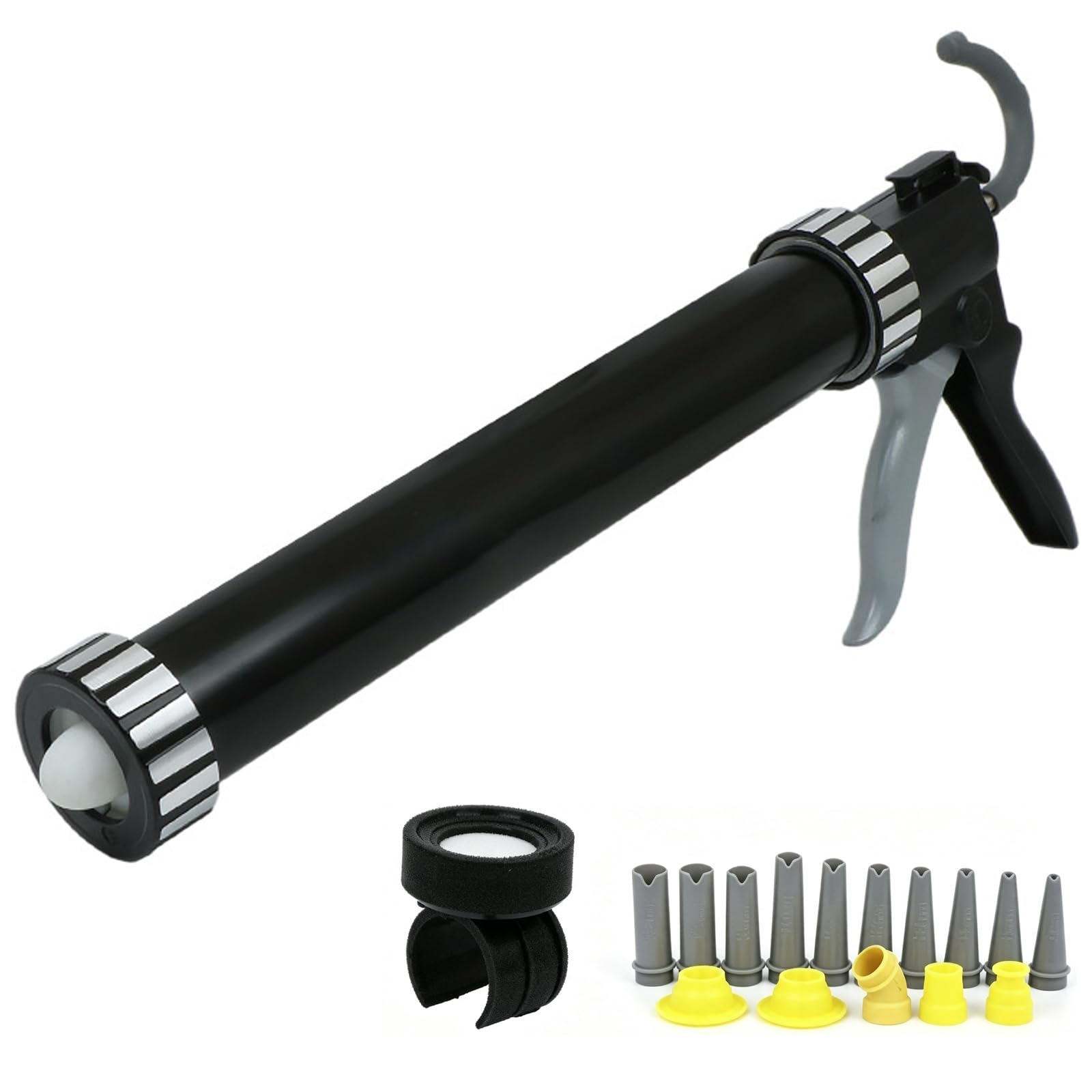 Pistola per calafataggio, applicatore di sigillante in alluminio | Piastra di spinta da 9,5 mm, azionamento con cuscinetto, rilascio automatico e impugnatura antiscivolo(M)
