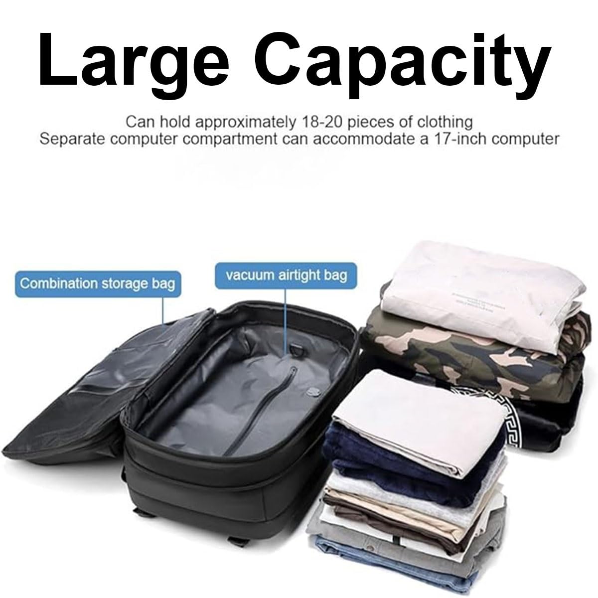 Mochila, Equipaje De Mano, Bolsa De Avión, Airbag De Vacío, Mochila De Viaje, Mochila De Mujer, Mochila De Viaje Al Vacío con Bomba, Impermeable, Maleta De Vacío For Hombre.(Noir,Air Pump)