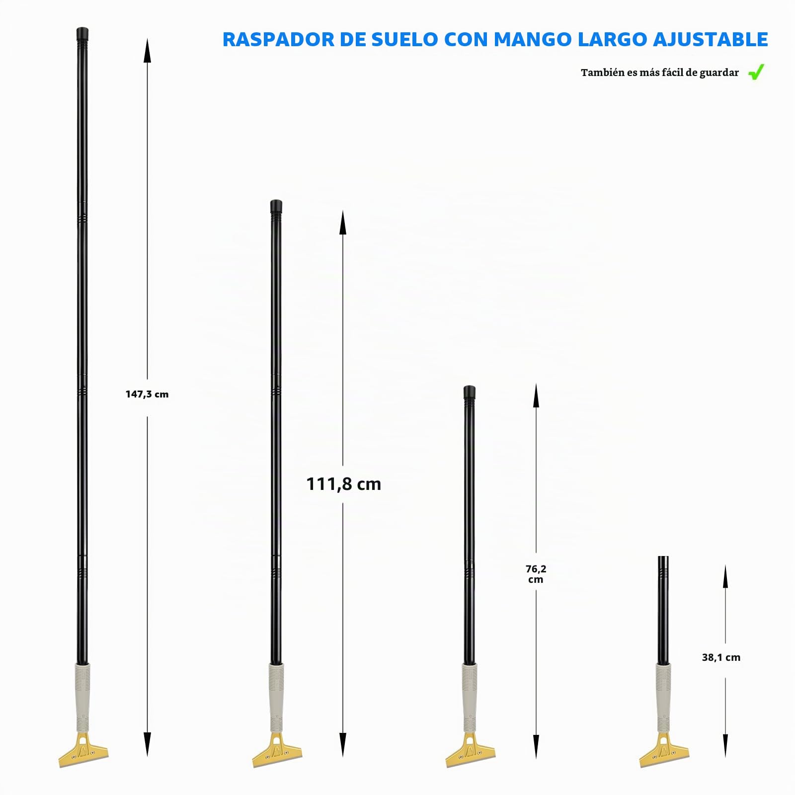 EHDIS Rasqueta Suelo Kit - Rascador con asa Larga(15inch-58inch), Rasqueta vitrocerámica, Guantes, Rasquetas para Ventana de Vidrio, Cocina, Estufa en El Hogar, Limpieza de Paredes