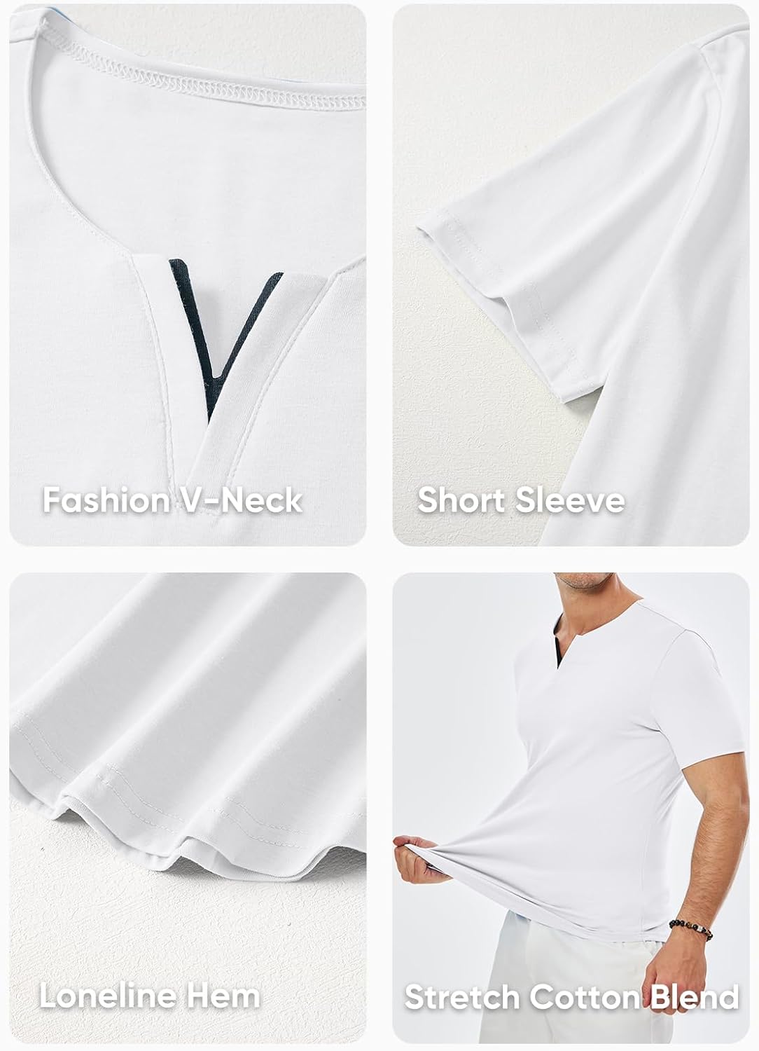 JMIERR Mens Muscle Slim T Shirts Summer V Neck Gym Shirt Casual Cotton Workout Athletic Longline Tees - Image 5